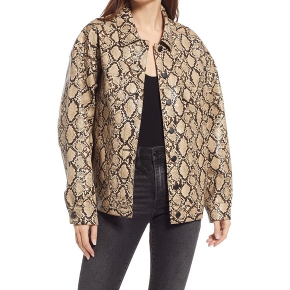 Good American Jackets & Blazers - NWT Good American Good Oversized Trucker Jacket in Neutral Snake Size Large